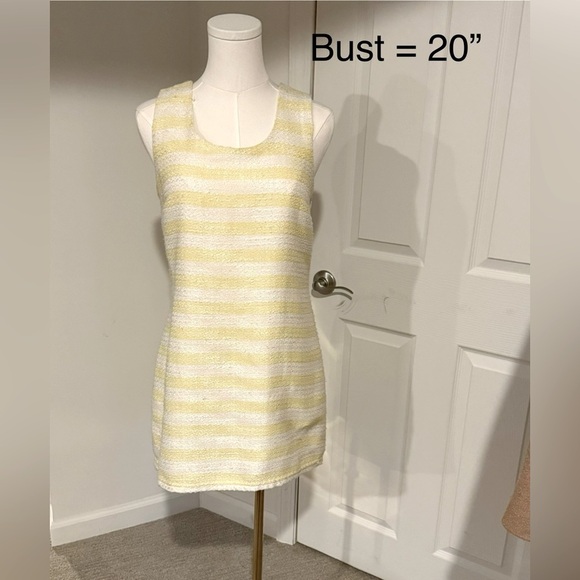 Yellow & White Striped Textured Sleeveless Shift Dress – Size Small (NWOT) - Picture 1 of 15